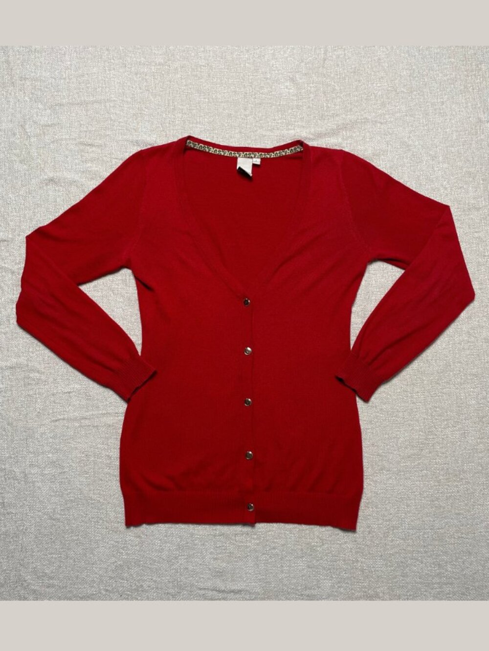 OhMG! Y2K Orange-Red V-neck Button Down Cardigan Sweater Size L